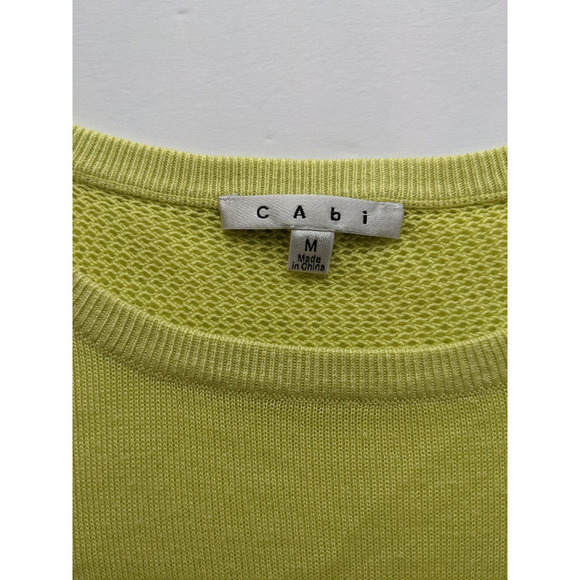 Cabi Sheer Back Sweater Chartreuse Neon Green Sz Medium Split Back Mesh - Picture 5 of 12
